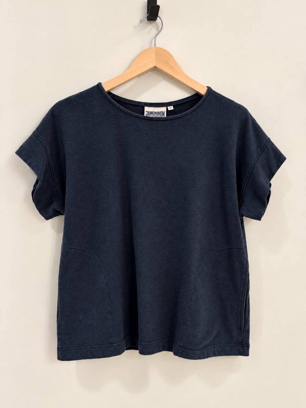 Jungmaven Organic Cotton Hemp Taos Short Sleeve Sweater Top Sz. Small Navy